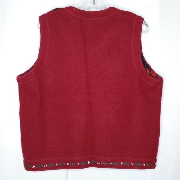Woolrich Womens Sweater Vest M Red Christmas Country Folk Art Santa Snowman - Picture 3 of 6